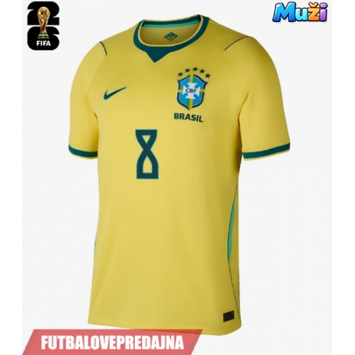 Lacne Muži Futbalové dres Brazília Bruno Guimaraes #8 MS 2026 Krátky Rukáv - Domáci